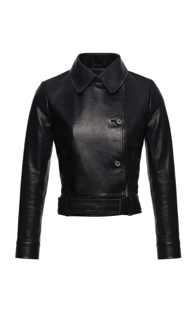 High Neck Sheep Leather Jacket