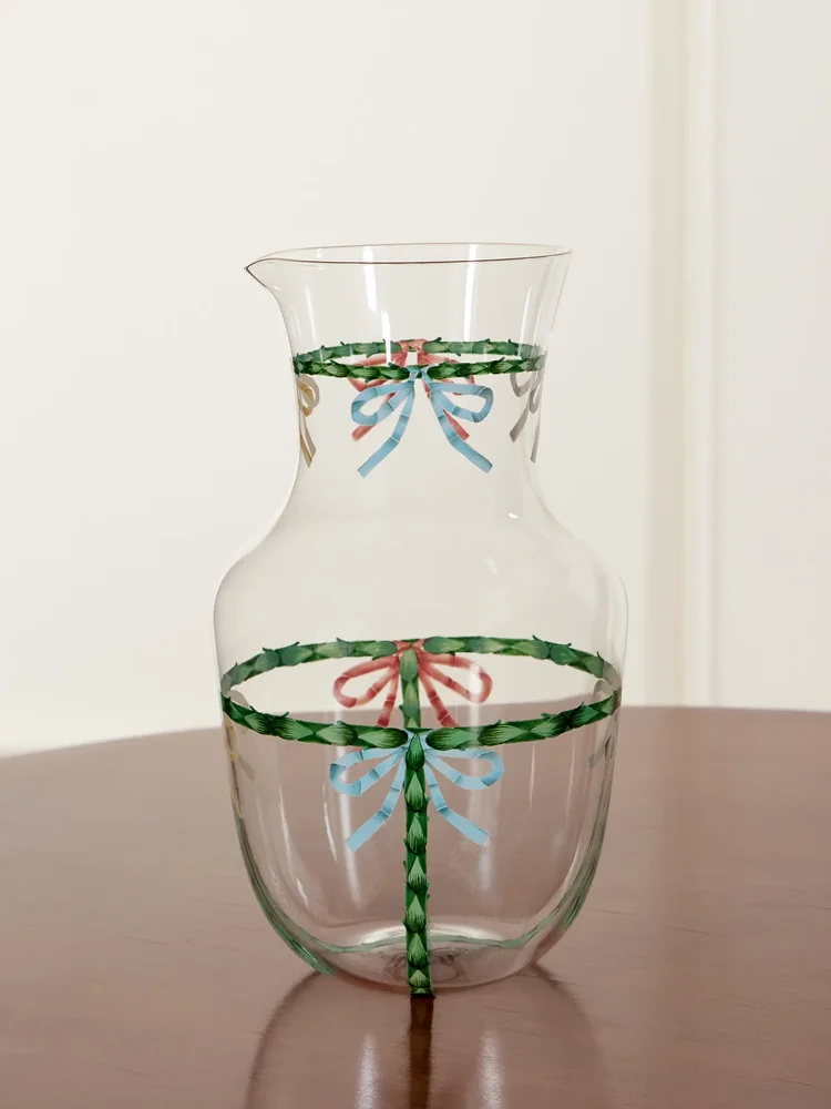 Alpha Bow painted crystal glass pitcher