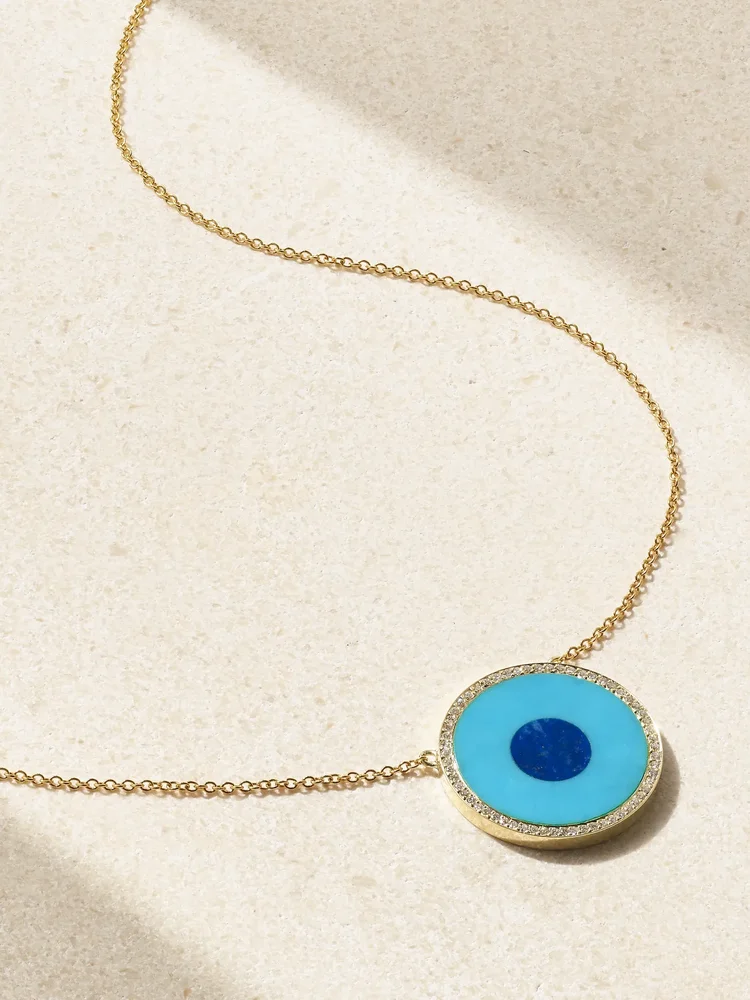 Evil Eye 18-karat gold multi-stone necklace