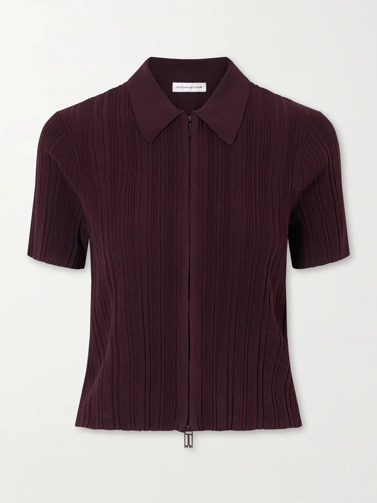 Ribbed polo top