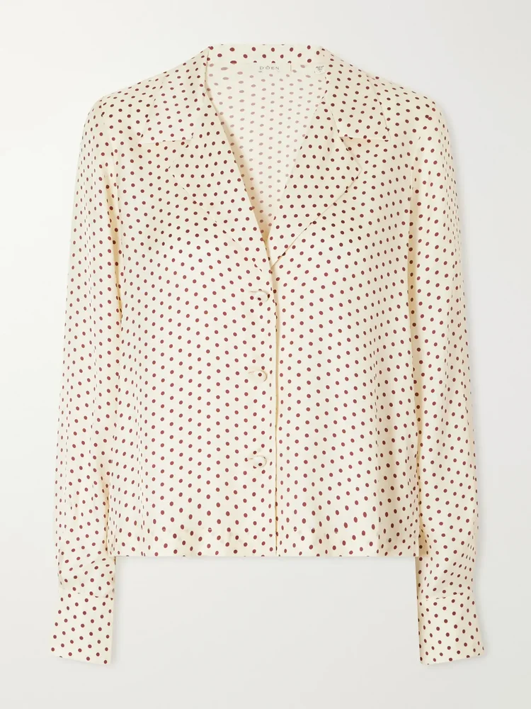 Elene polka-dot silk-blend twill blouse