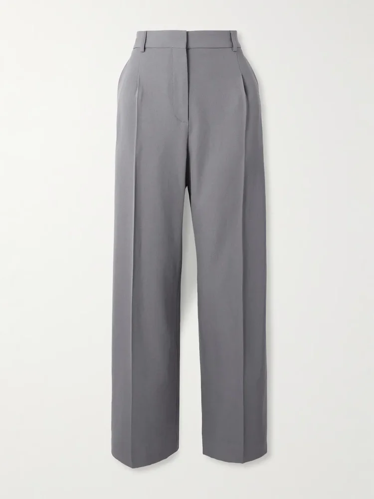 Capri pleated wool-gabardine straight-leg pants