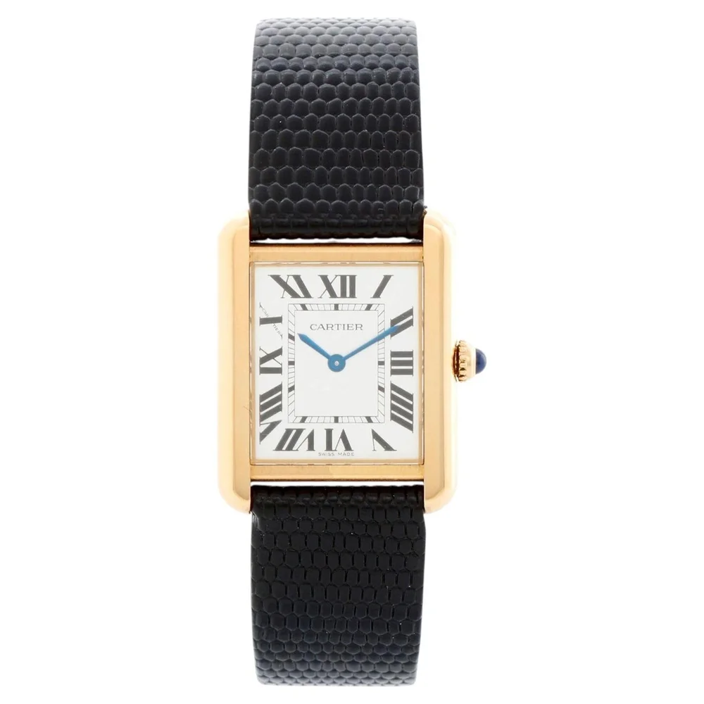 Pre-Owned Tank Solo W1018755 Yellow Gold, Black Strap