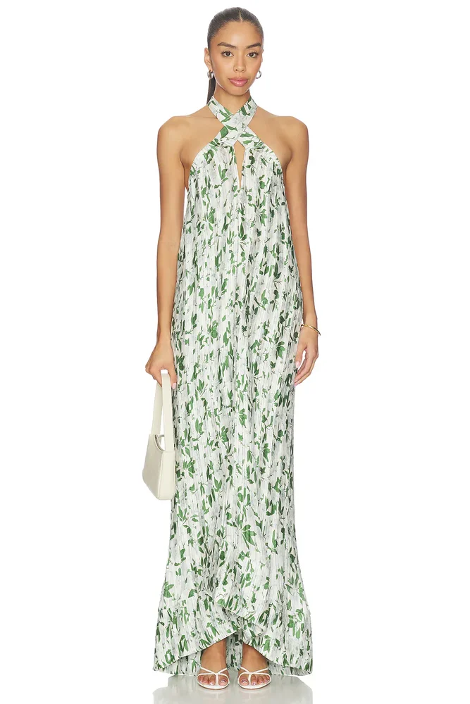 Cross Front Plisse Gown