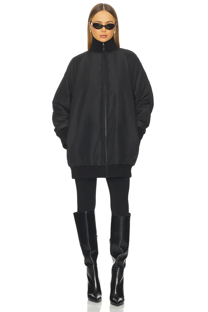 Oversized Turtleneck Bomber Jacket Above The Knee