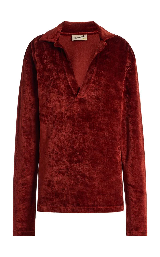 V-Neck Velvet Polo