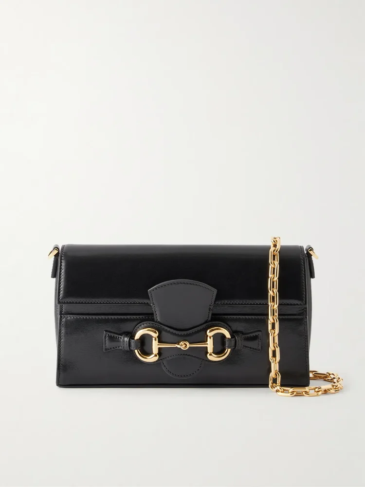 horsebit ristretto embellished leather shoulder bag