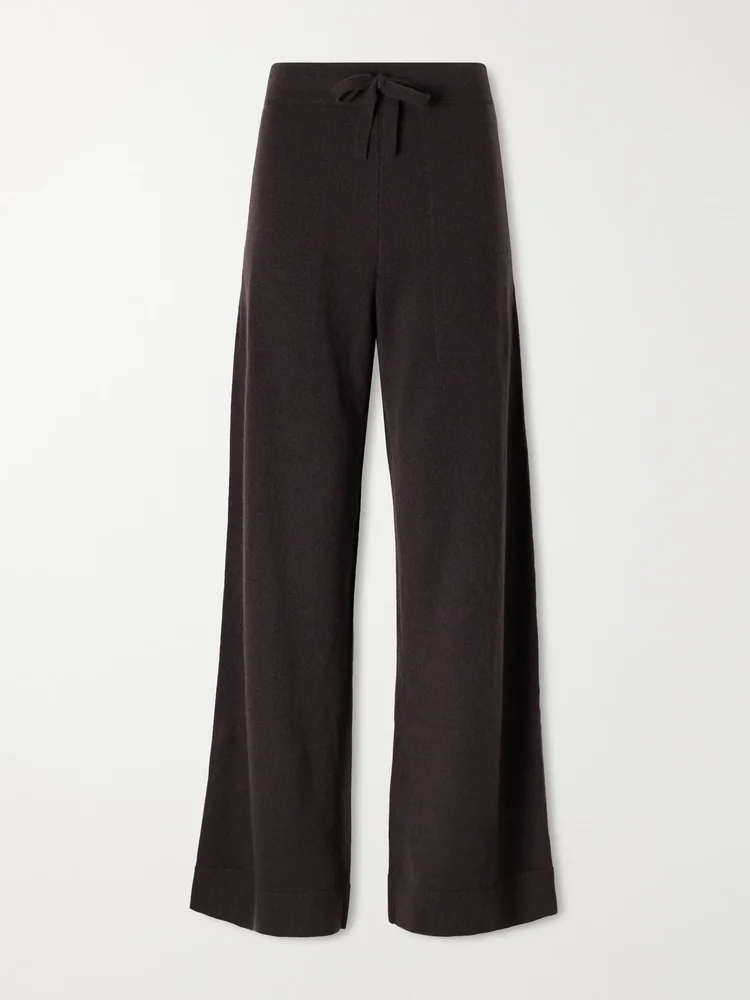 Suria ribbed organic cashmere wide-leg pants