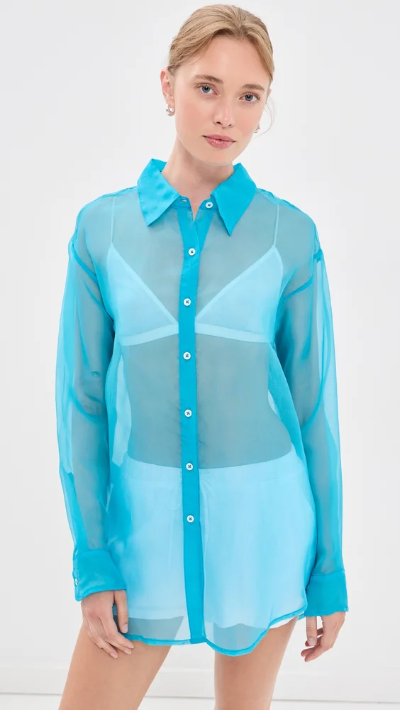 Oversized Silk Button Down Shirt