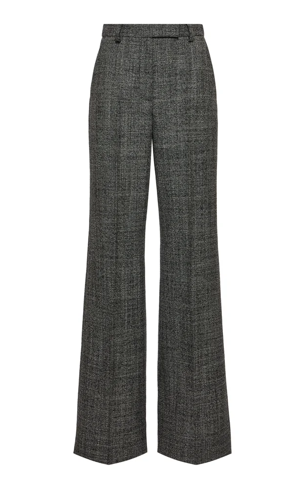 Virgin-Wool Mid-Rise Flared-Leg Pants