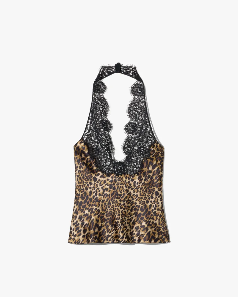 TEO LACE HALTERNECK SILK TOP