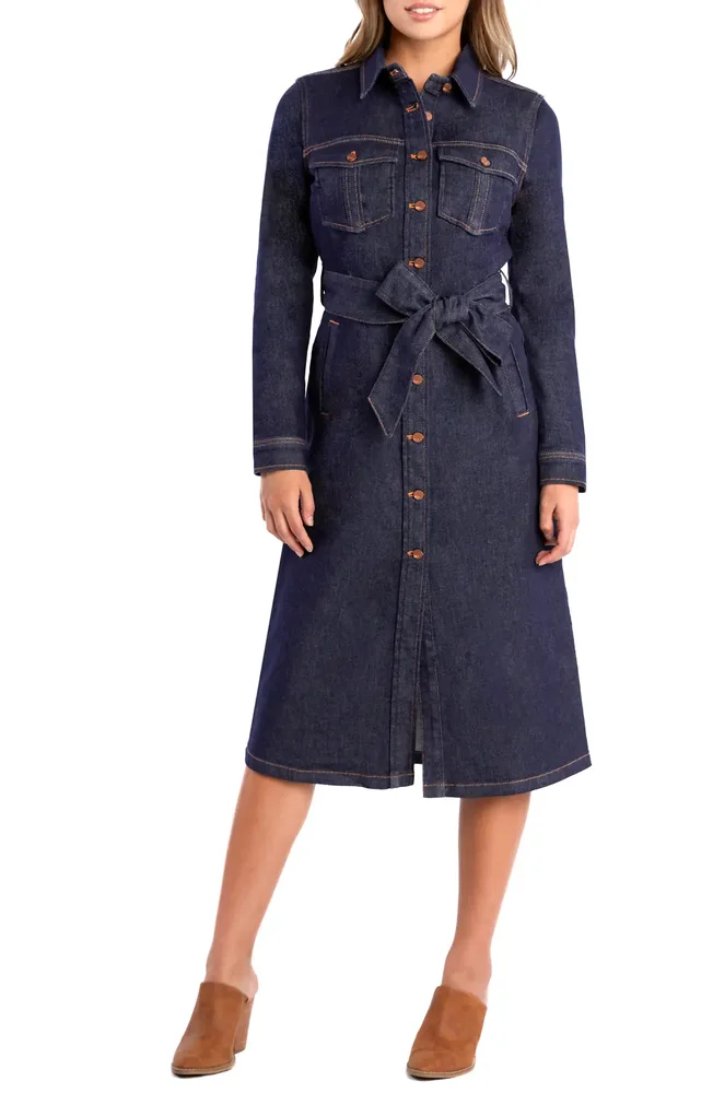 Allura Long Sleeve Denim Midi Shirtdress