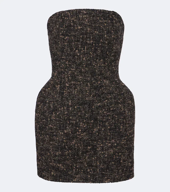 Bouclé wool and cashmere-blend bustier dress