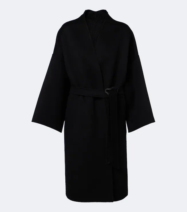 Belted wool and silk coat