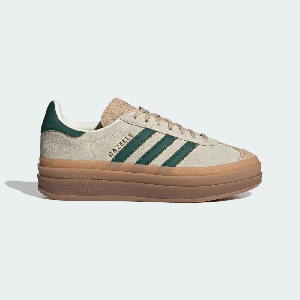 Gazelle Bold Shoes in Cream White/Collegiate Green/Magic Beige