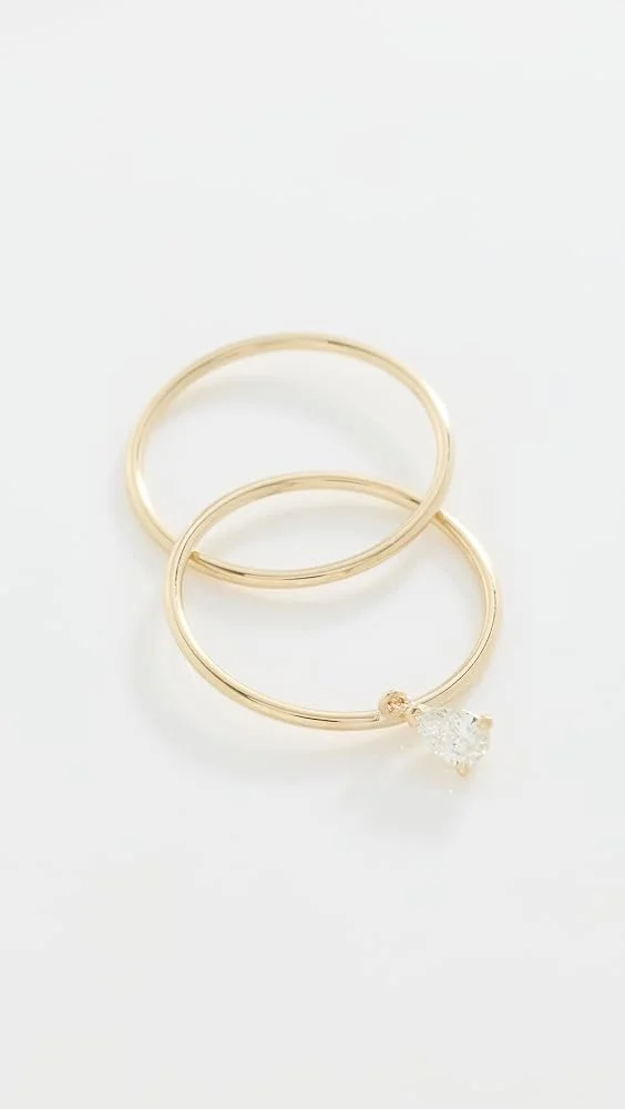 14k Gold Double Band Diamond Ring