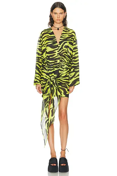 Zebra Wrap Mini Dress