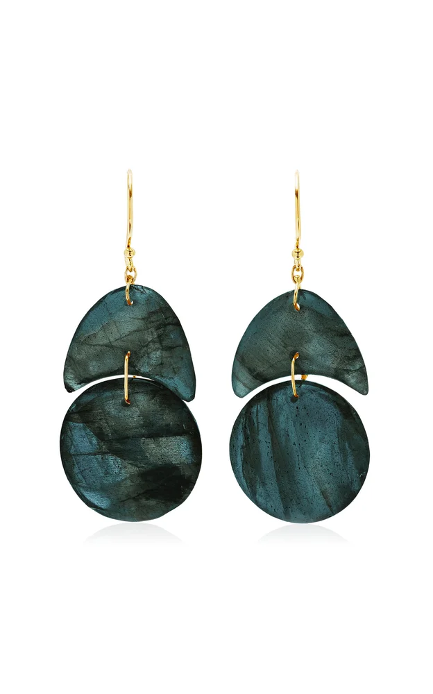 Tiny Arps 18K Yellow Gold Labradorite Earrings