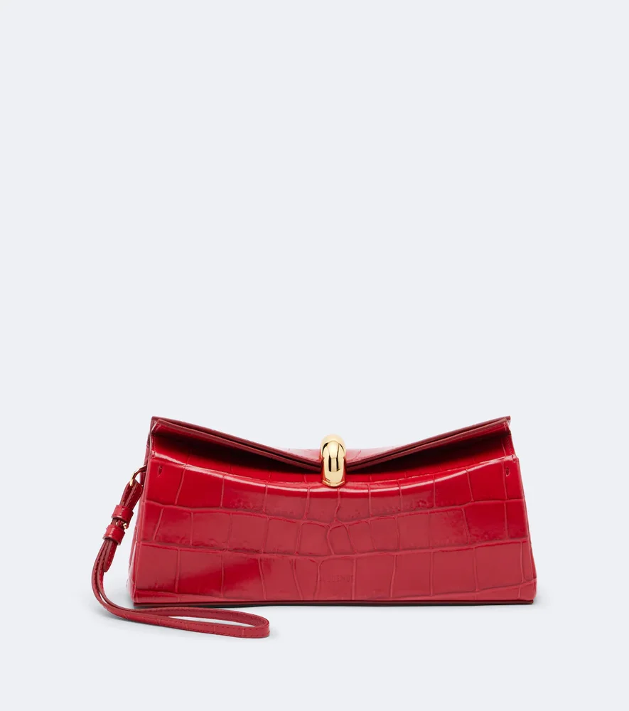 Valérie Croc-Effect Leather Clutch