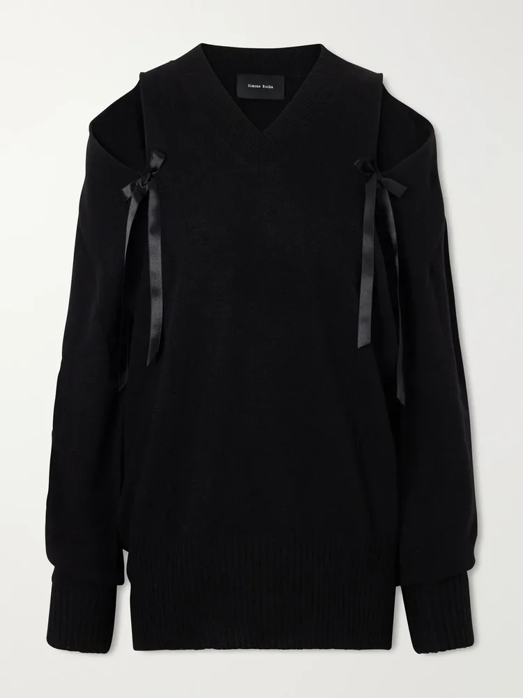 Bow-detailed cashmere sweater