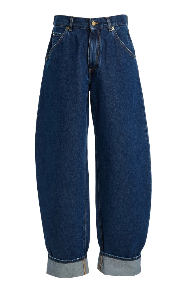 Khris Rigid Mid-Rise Barrel-Leg Jeans