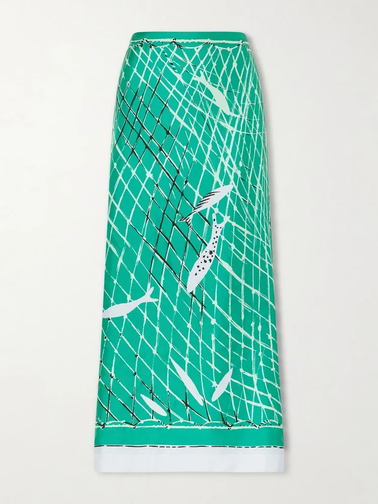 Linnie printed silk maxi skirt