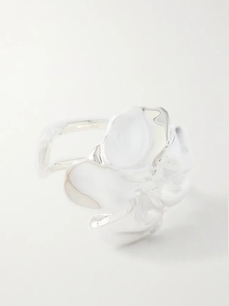Flower silver-plated ear cuff