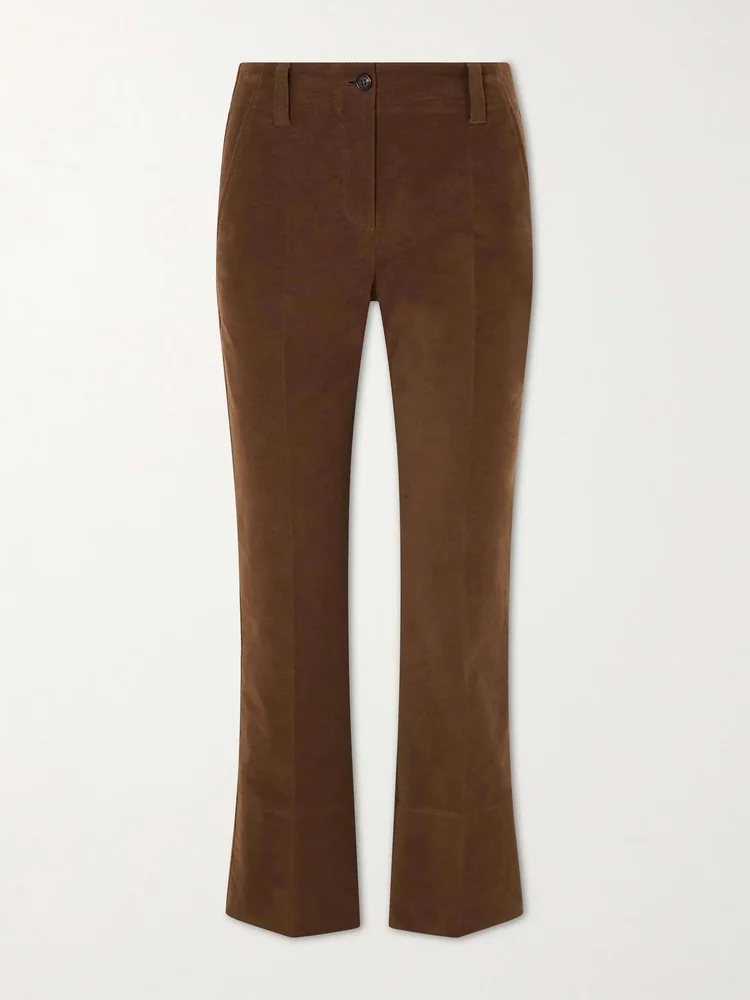 Cropped cotton-blend flared pants