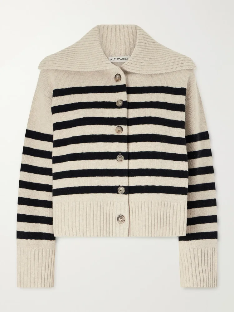 Rainger striped wool-blend cardigan