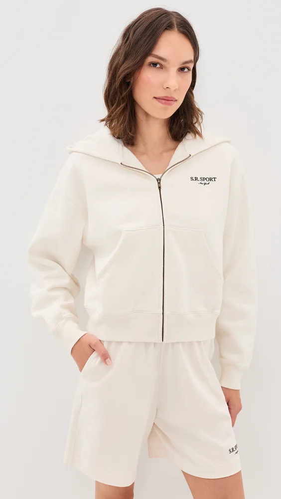 SR Sport Embroidered Zip Hoodie (Ecru Cioco)