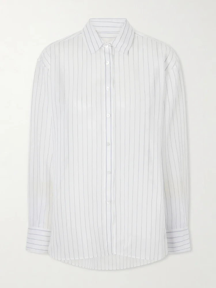Brein striped cotton and silk-blend voile shirt