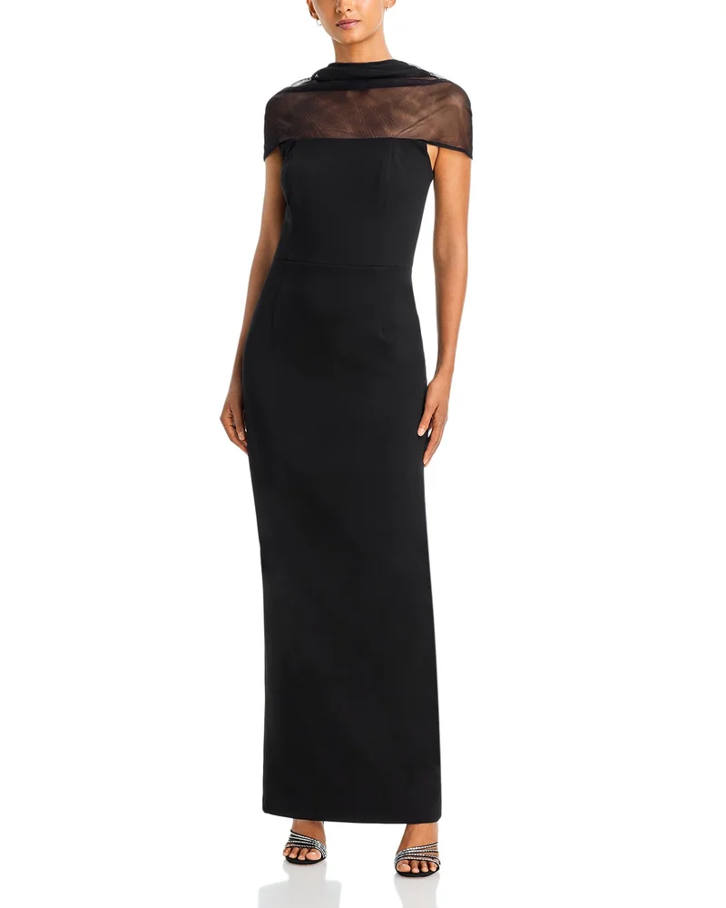 Shirred Mock Neck Scuba Crepe Dress - Exclusive