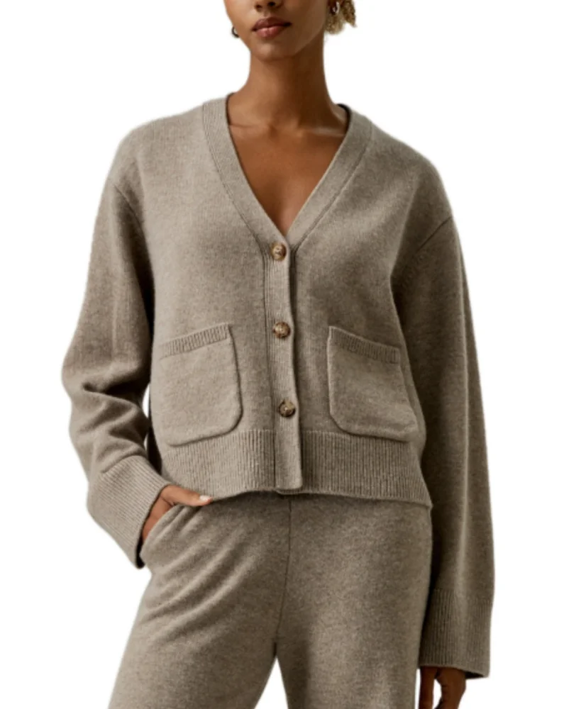 Cropped Cashmere Cardigan-Sandstone Yellow