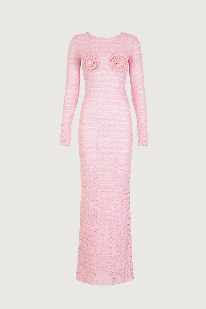Rosette Crochet Dress (Pink)