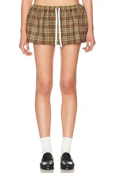 Drawstring Waist Mini Skirt