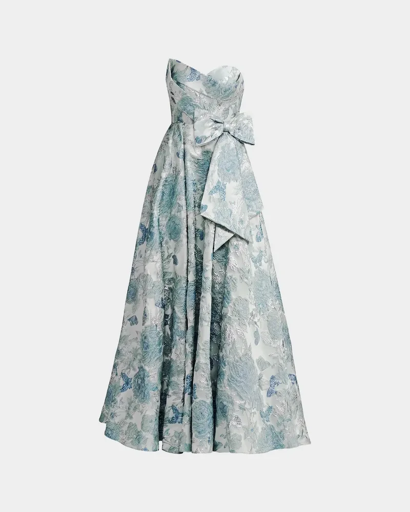 Floral Brocade Strapless Gown