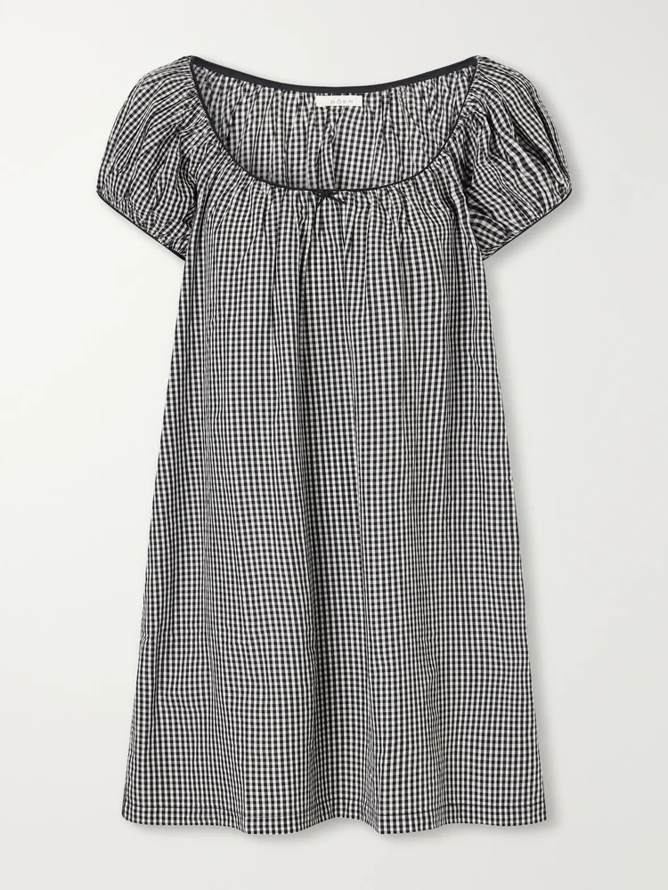 Julia gingham organic cotton-poplin mini dress
