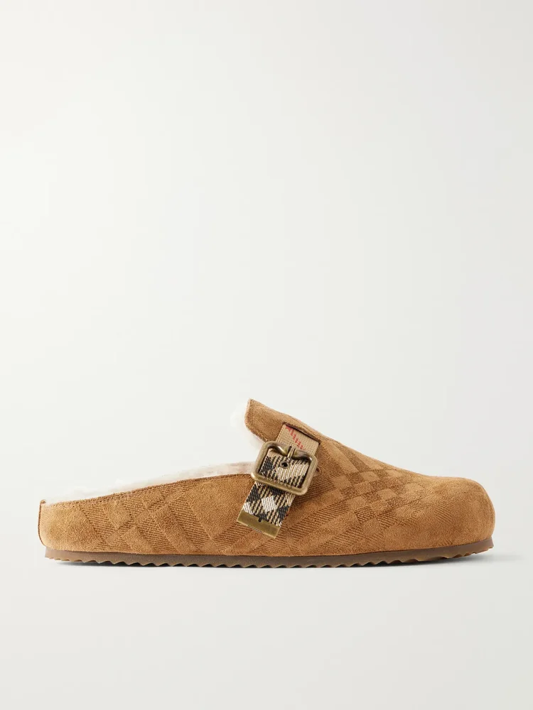 Urchin Check shearling-trimmed clogs