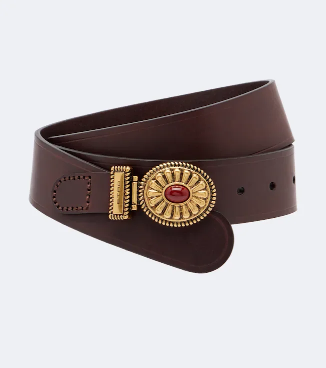 Crystal-embellished leather belt