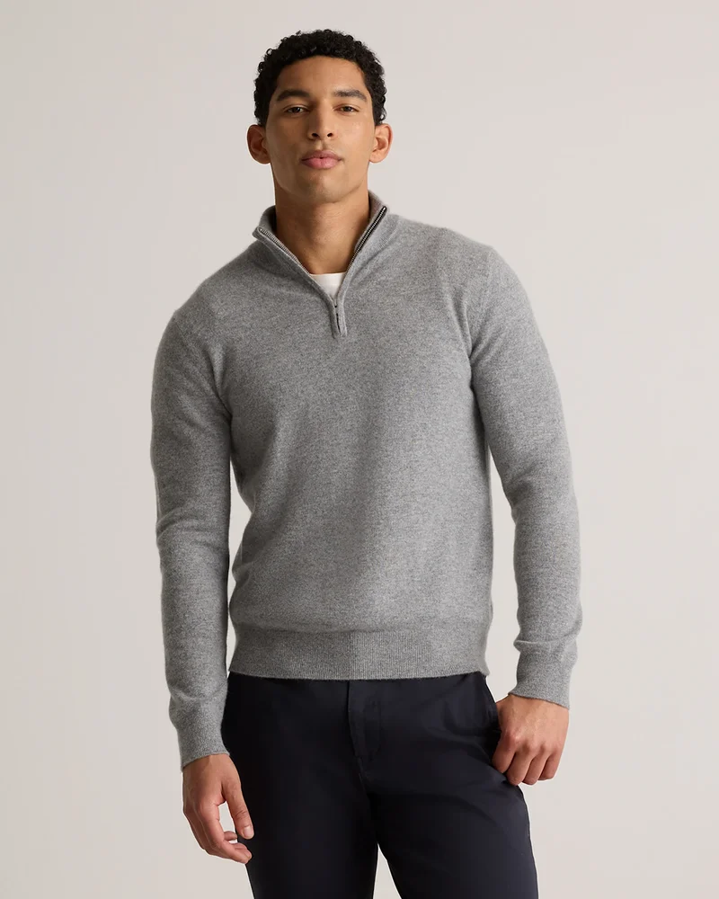 Mongolian Cashmere Quarter Zip Sweater