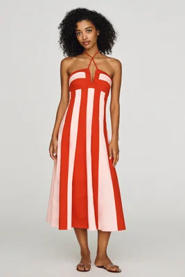 Halter Colorblock Midi Dress