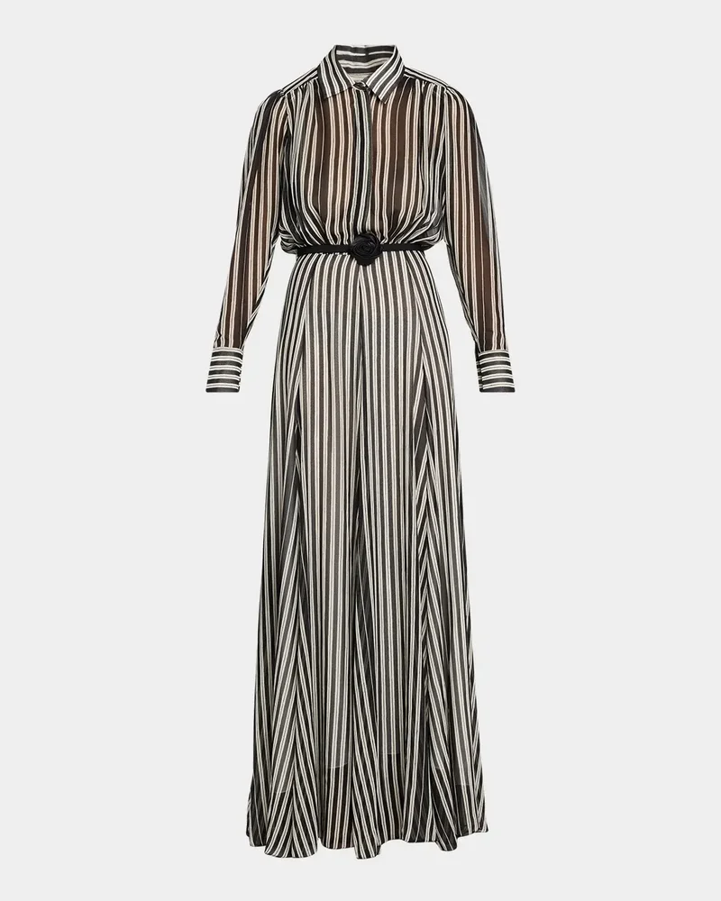 Liyan Belted Striped Maxi Shirtdress