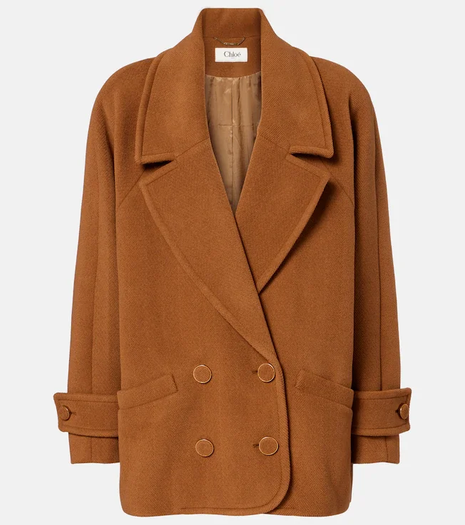 Double-breasted virgin-wool coat