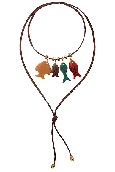 Fish Charm Wrap Necklace