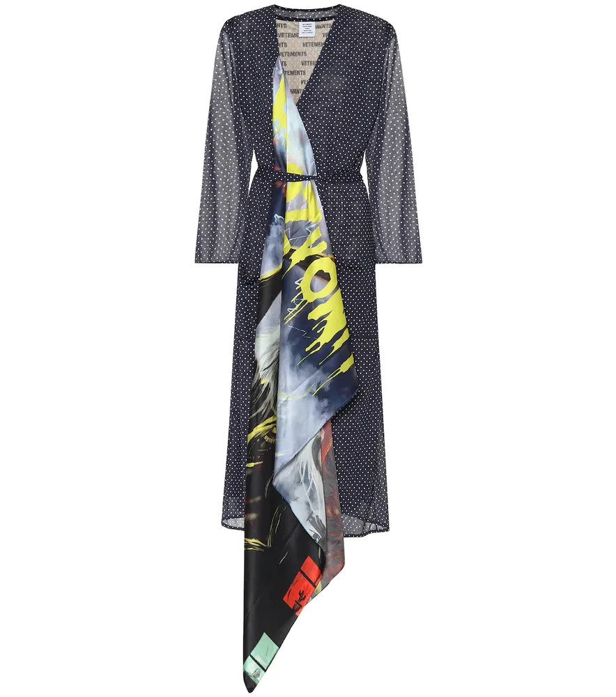 Mixed print midi dress