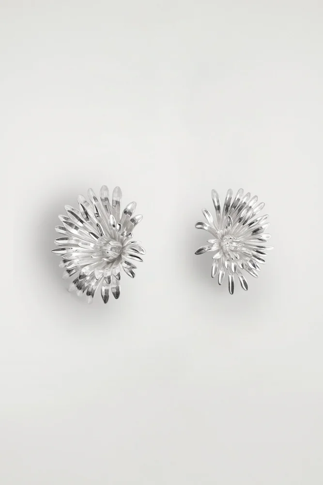 Asymmetric Abstract Floral Earrings