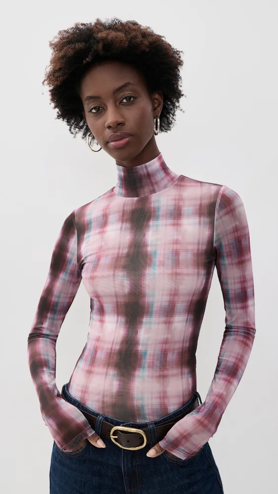 Yana Mock Neck Mesh Top