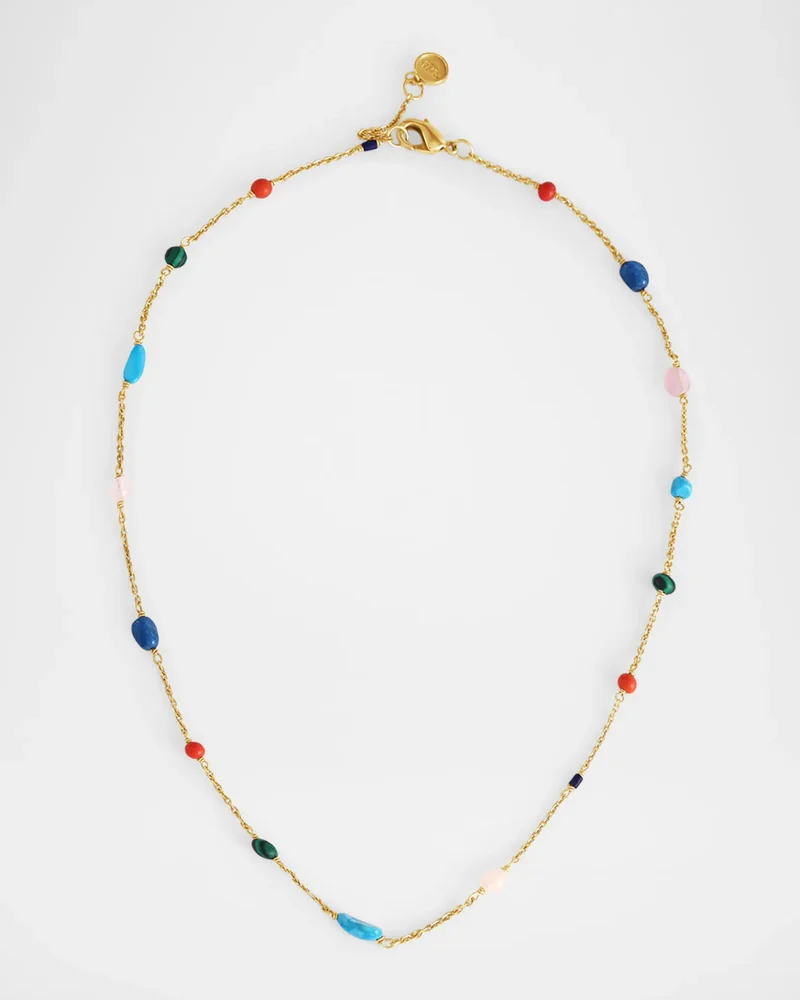 Milos Chain Necklace with Semiprecious Stones, 16"L