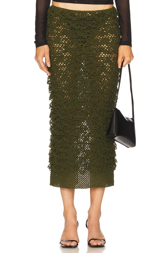 Crochet Floral Midi Skirt