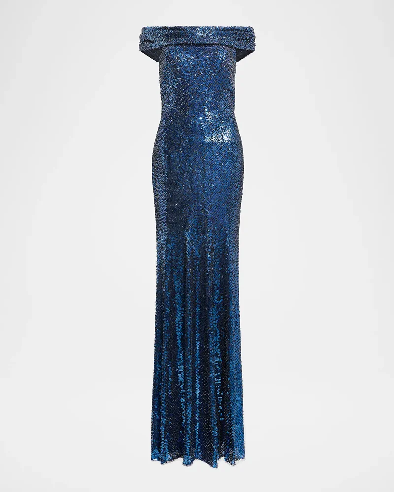 Echo Off-Shoulder Sequined Gown